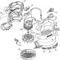 Genuine Stihl BGE61 / A - Electric motor, Fan housing, base