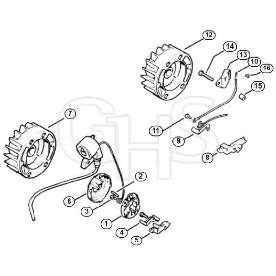 Genuine Stihl 010 AV / N - Ignition system (27.86), (25.84), (27.83)