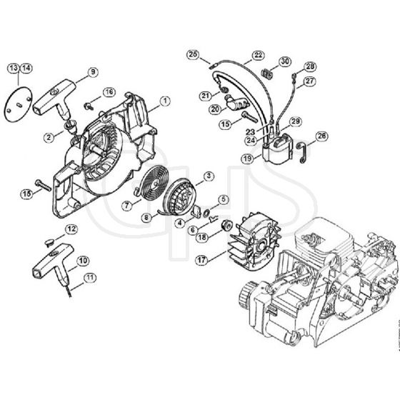 Genuine Stihl 018 / D - Rewind starter, Ignition system