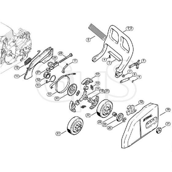 Genuine Stihl 018 / E - Hand guard, Chain brake