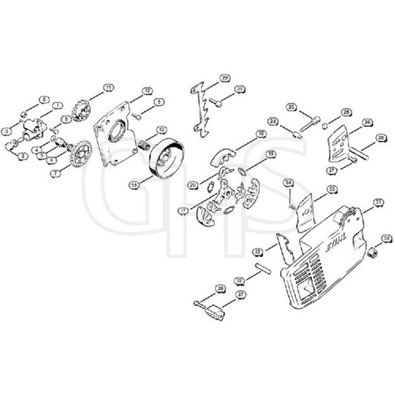 Genuine Stihl 020 1114 / B - Oil pump, Clutch