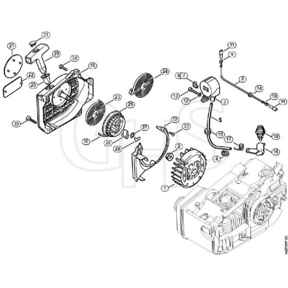 Genuine Stihl 020 1129 / F - Rewind starter