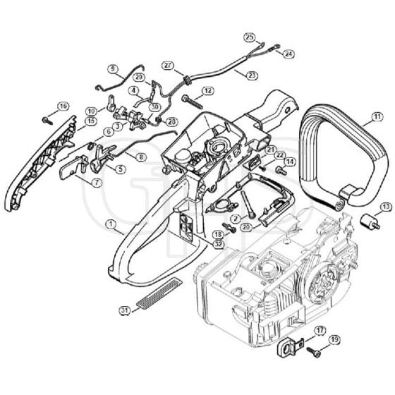 Genuine Stihl 020 1129 / J - Handle housing