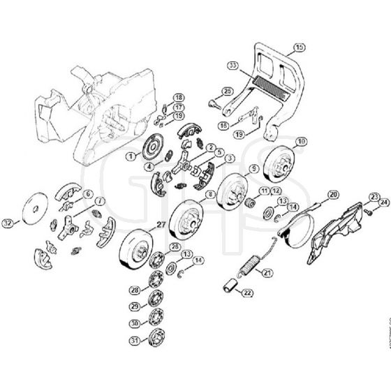 Genuine Stihl 024 / D - Clutch, Chain sprocket