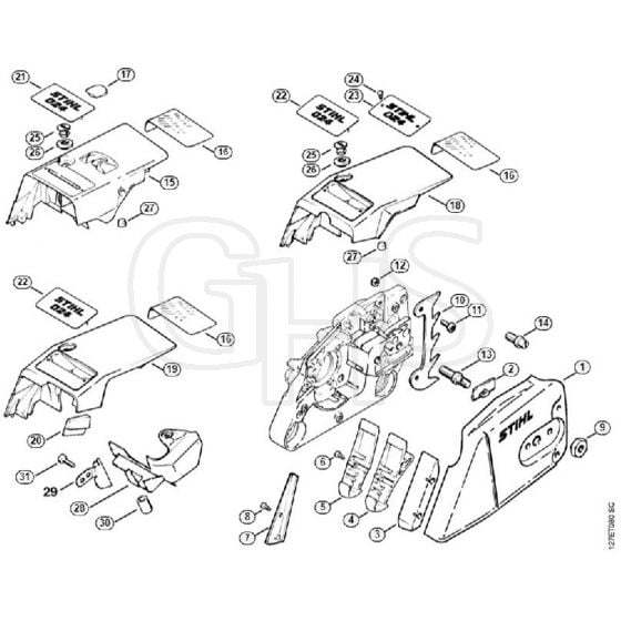 Genuine Stihl 024 / M - Chain sprocket cover, Shroud