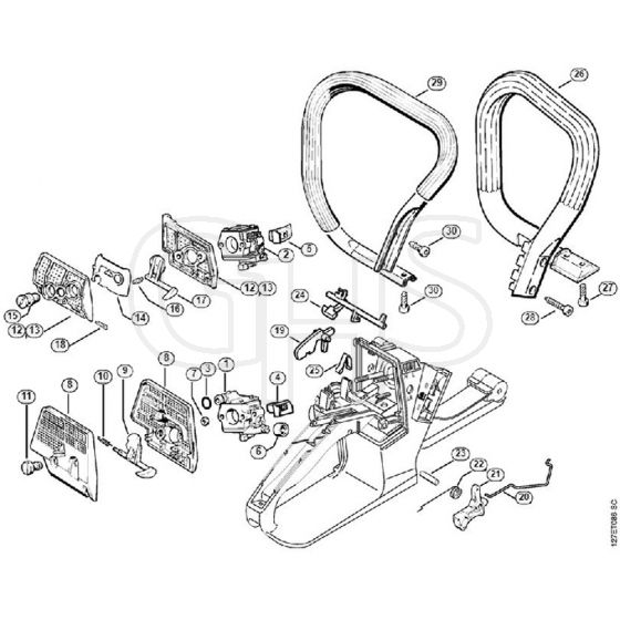 Genuine Stihl 024 WB / J - Air filter, Throttle control