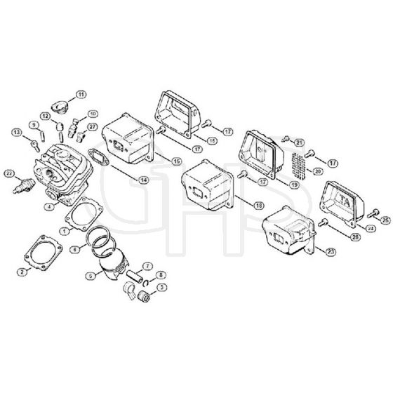 Genuine Stihl 026 C / B - Cylinder, Muffler