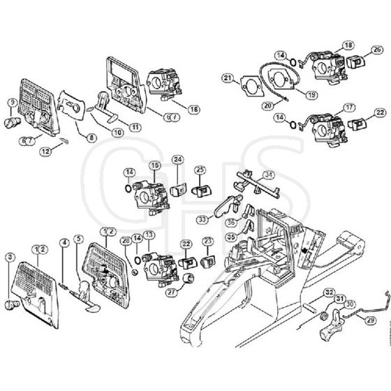 Genuine Stihl 026 C / L - Air filter, Throttle control