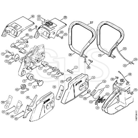 Genuine Stihl 028 / H - Chain sprocket cover, Handlebar