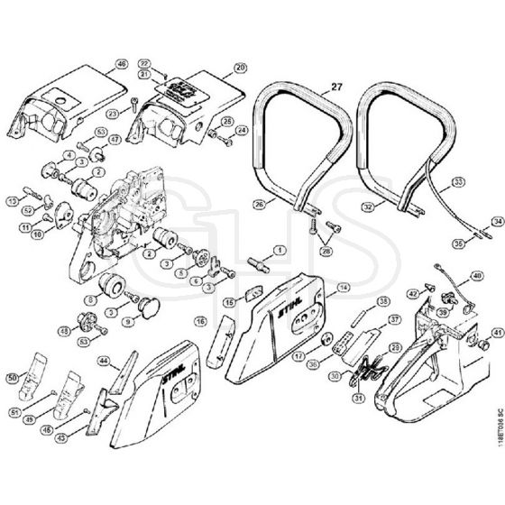 Genuine Stihl 028 WB / H - Chain sprocket cover, Handlebar