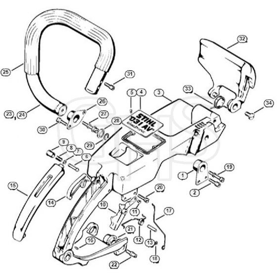 Genuine Stihl 031 / J - Handle frame, Handlebar