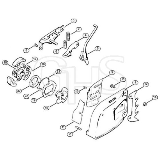 Genuine Stihl 031 / L - Chain sprocket cover, Brake shoe, Driving disc