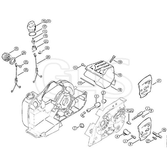 Genuine Stihl 032 AV / B - Pickup body, Muffler