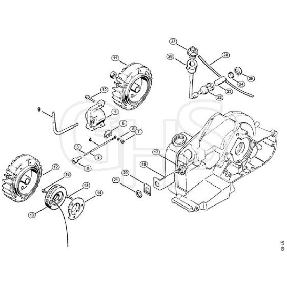 Genuine Stihl 032 AV / F - Trigger unit, Pickup body