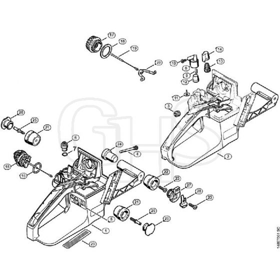 Genuine Stihl 036 QS / K - Tank housing, AV-System