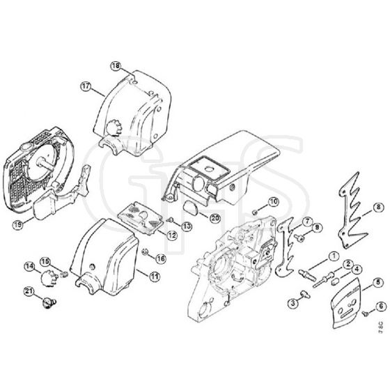 Genuine Stihl 038 / P - Chain tensioner, Carburetor box cover