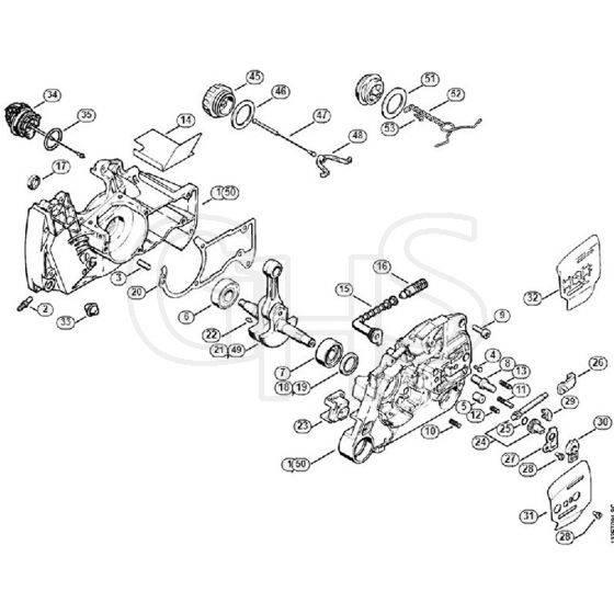 Genuine Stihl 044 / A - Crankcase, Crankshaft