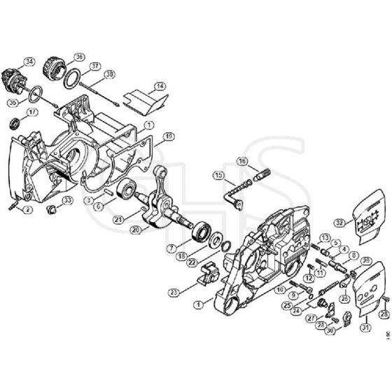 Genuine Stihl 046 / A - Crankcase, Crankshaft