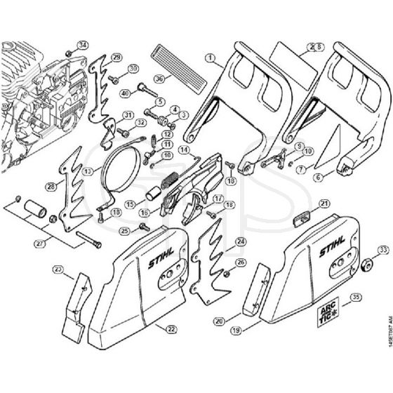 Genuine Stihl 046 C / E - Chain brake, Chain sprocket cover