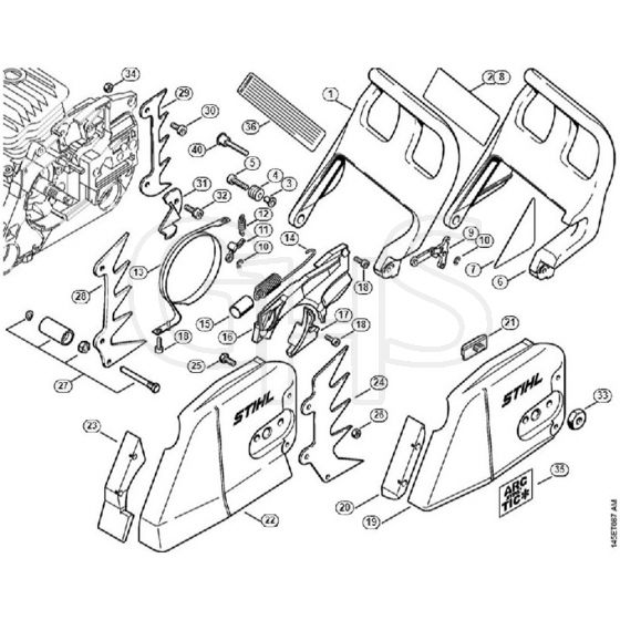 Genuine Stihl 046 Magnum / E - Chain brake, Chain sprocket cover