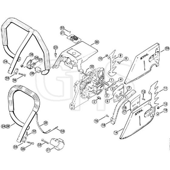 Genuine Stihl 048 AV / K - Chain sprocket cover, Handlebar