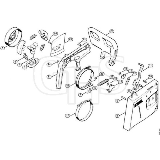 Genuine Stihl 051 / E - Chain brake, Chain sprocket cover