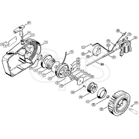 Genuine Stihl 075 AVE / E - Rewind starter, Ignition system