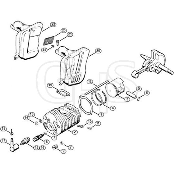 Genuine Stihl 076 / B - Cylinder, Muffler