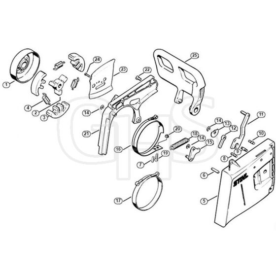 Genuine Stihl 076 / E - Chain brake, Chain sprocket cover