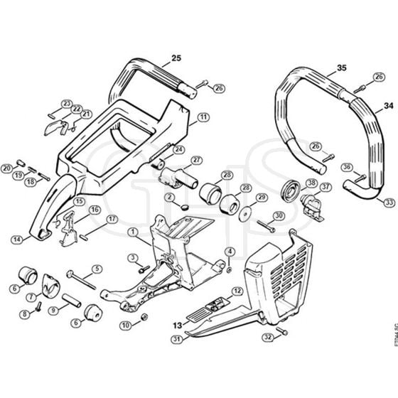 Genuine Stihl 076 / J - Shroud, Handle frame