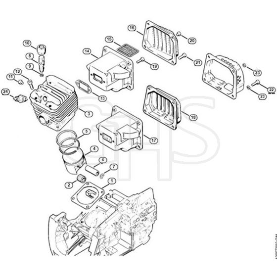 Genuine Stihl 084 / B - Cylinder, Muffler