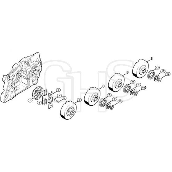 Genuine Stihl 084 / E - Clutch  X 25 673 243 (22.92)