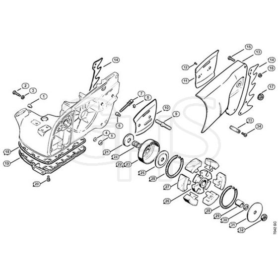 Genuine Stihl 090 AV / F - Clutch, Chain sprocket cover