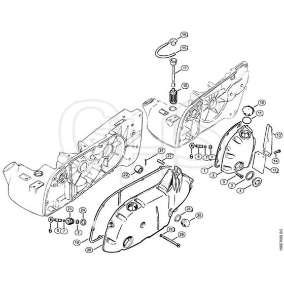 Genuine Stihl 090 AV / H - Tank cover, Gear box cover