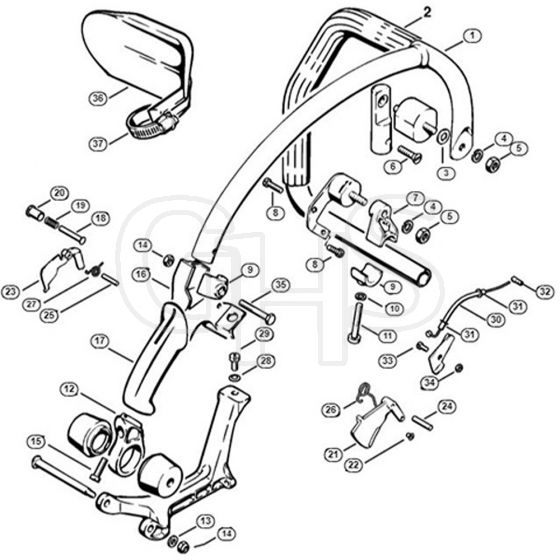 Genuine Stihl 090 AV / S - AV-Handle  X 13 281 004 (35.84)