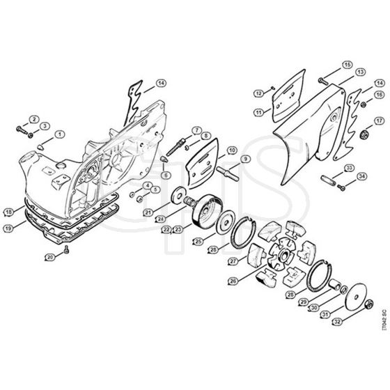 Genuine Stihl 090 / F - Clutch, Chain sprocket cover