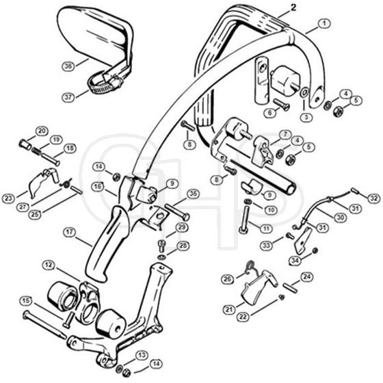 Genuine Stihl 090 / S - AV-Handle  X 13 281 004 (35.84)