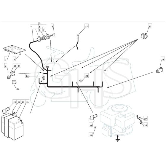 1228H - 2007 - 13-2642-17 - Mountfield Ride On Mower Electrics Diagram