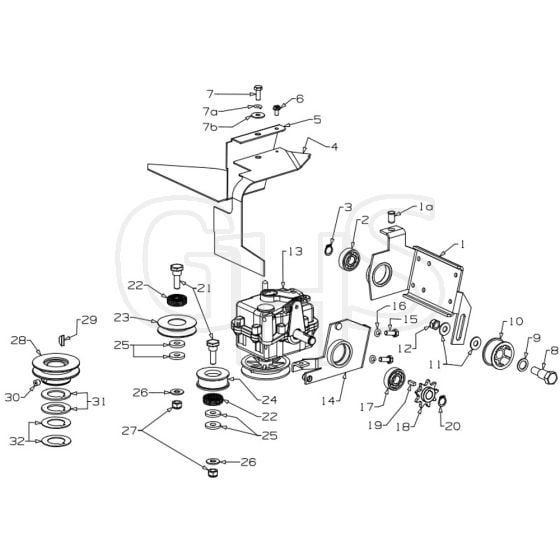 Masport 18 - 457954 - Nov 2016 - Gearbox Assembly