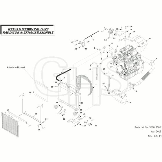 Countax A230D - 14 Radiator And Exhaust