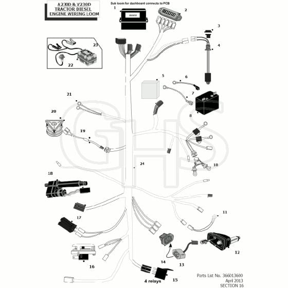 Countax A230D - 16 Wiring Loom