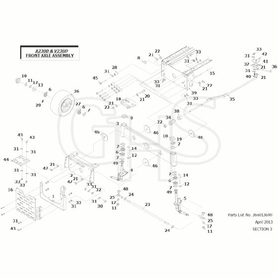 Countax A230D - 3 Front Axle