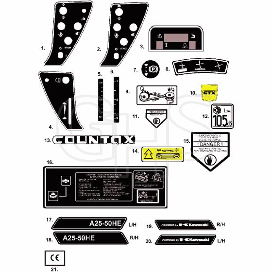 Countax A2550 - 13 Decals | GHS