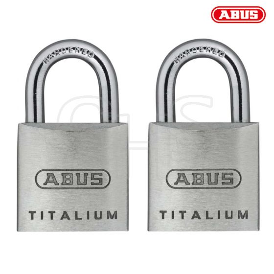 ABUS 64TI/20 Titalium Padlock 20mm Carded Twin Pack - 56373