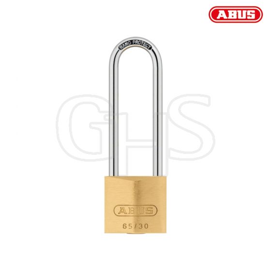 ABUS 65/30HB60 30mm Brass Padlock 60mm Long Shackle Carded - 35120