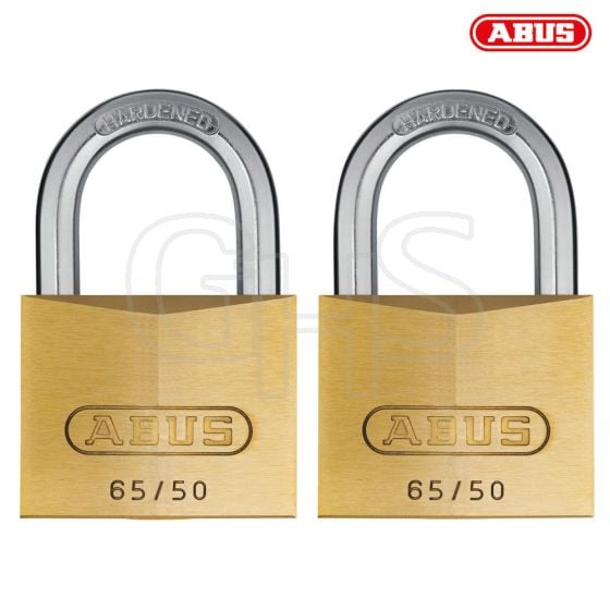 ABUS 65/50 50mm Brass Padlock Twin Pack Carded - 54258