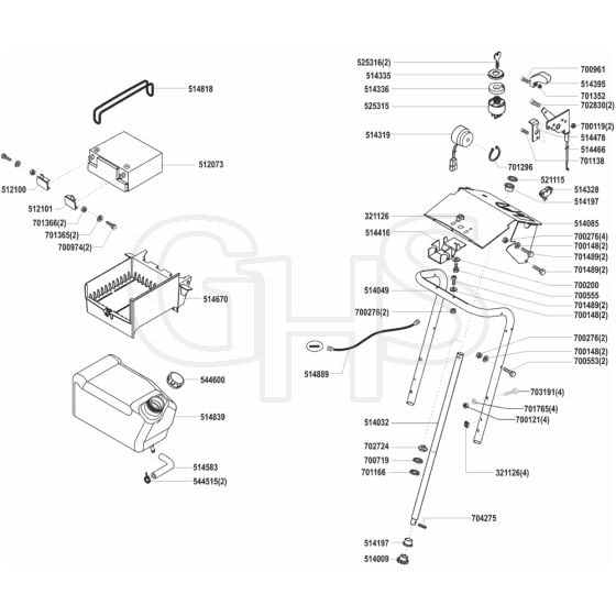 AL-KO Concord T13-102 HD-H - 118138 - Fuel Tank And Battery