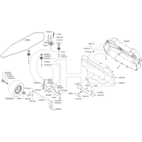 AL-KO Premium T22-110.0 HDH-A V2 - 127575 - Front Axle - Transmission Belt - Rear Panel