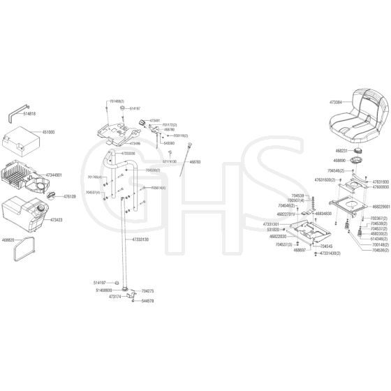 AL-KO Premium T22-110.0 HDH-A V2 - 127575 - Seat Battery Steering & Fuel Tank