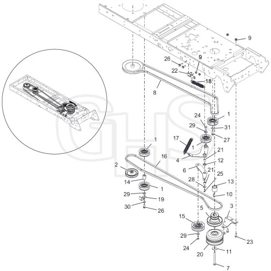 Countax B255 4Wd - From 09-09-2019 - 15 Chasis Belts B250 4Trac B255 4Wd